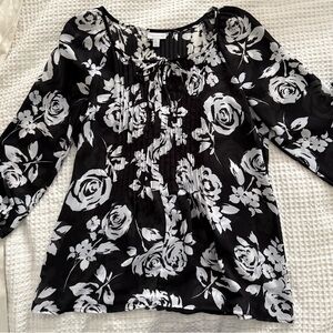Charter Club Floral Black and White Blouse